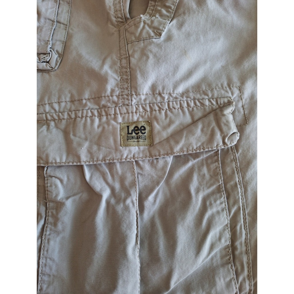 Lee Dungarees Cargo Shorts Mens 38 Beige 90's 100%Cotton Work Wear - Picture 2 of 10